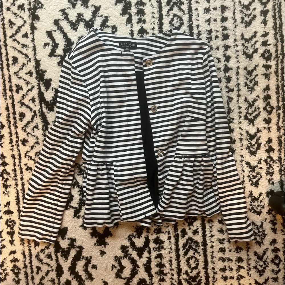 Topshop Striped Blazer Size: S